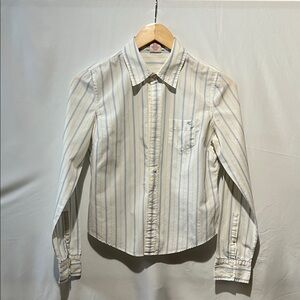 Abercrombie & Fitch White, Pale Yellow and Blue Striped Shirt